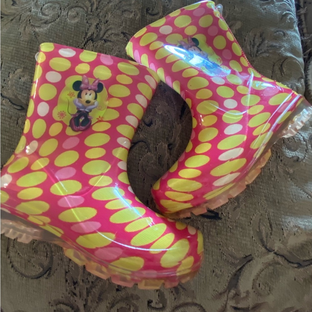 1 pair rain boots girl minnie mouse polka dots
